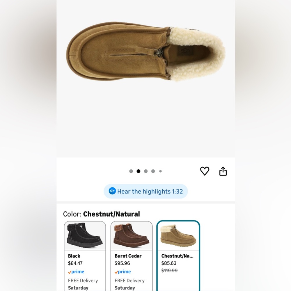 UGG Funkarra Slipper Shoe / Ankle Boots - Chestnut with Natural Shearling - Picture 7 of 7